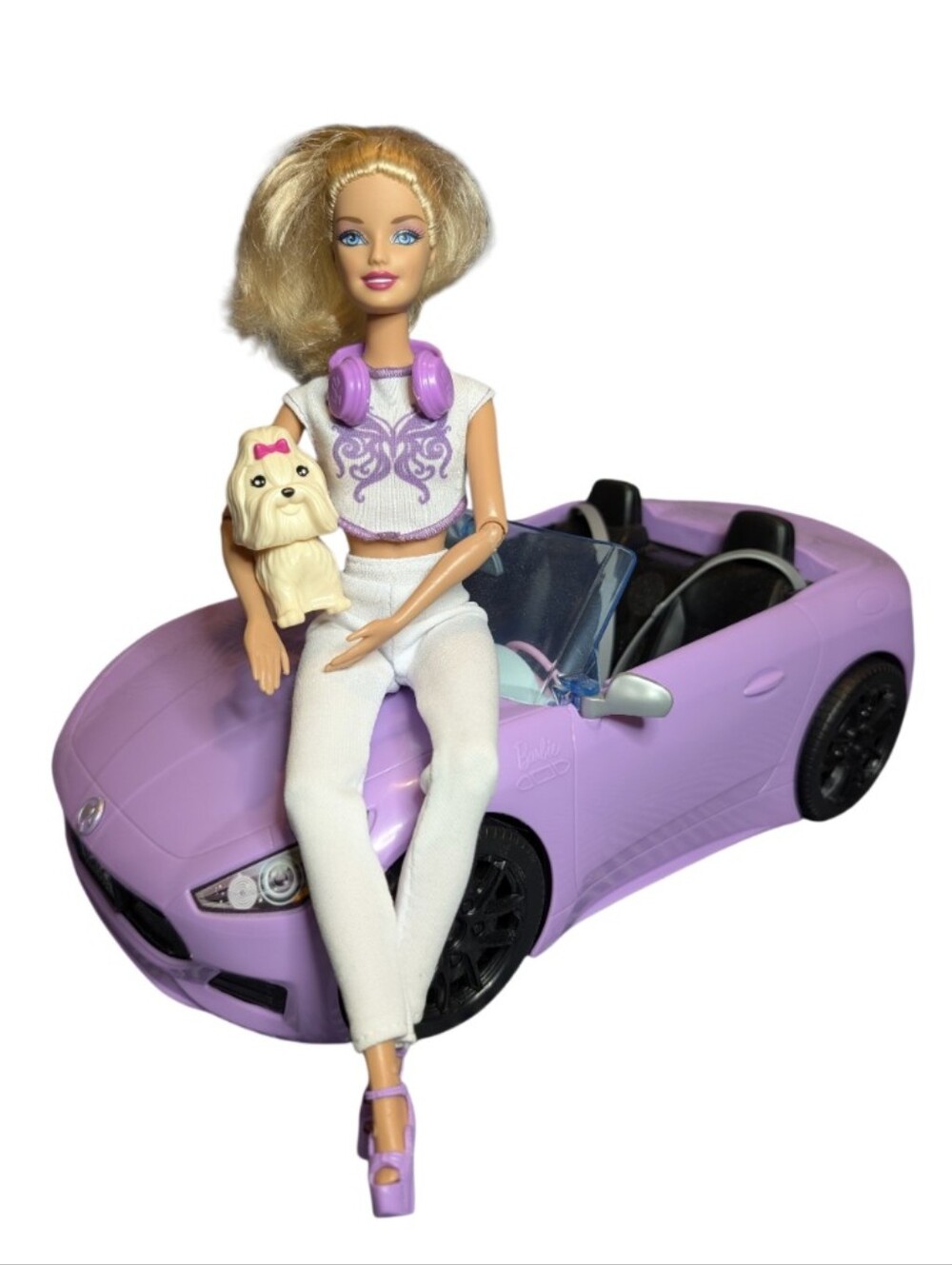 Articulated Barbie, Purple Convertible & Dog